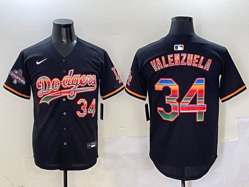 Men Los Angeles Dodgers 34 Valenzuela Black Game 2025 Nike MLB Jersey style 410